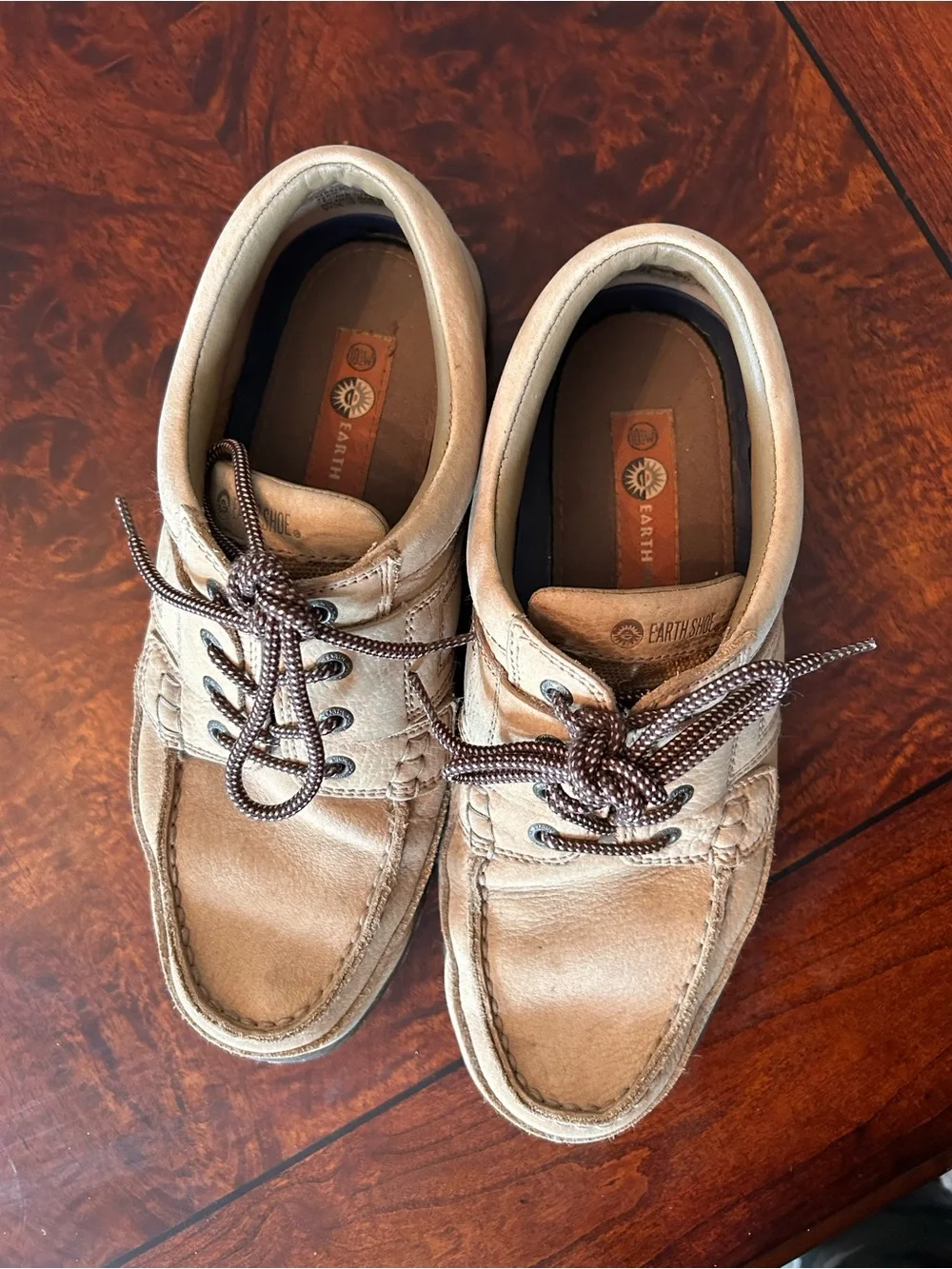 Earth Shoe Park Casual Comfort Oxford Men's Size 10.5 W Beige Leather Lace Shoes